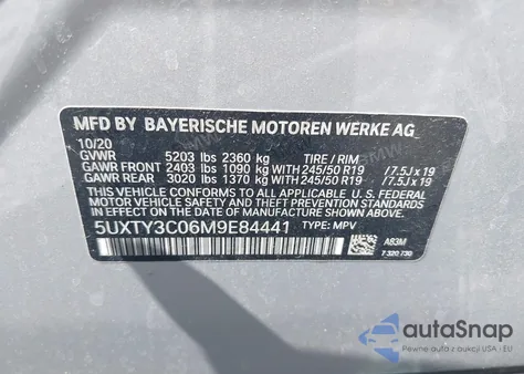 2021 BMW X3 Sdrive30I из США, поврежденный, VIN 5UXTY3C06M9E84441